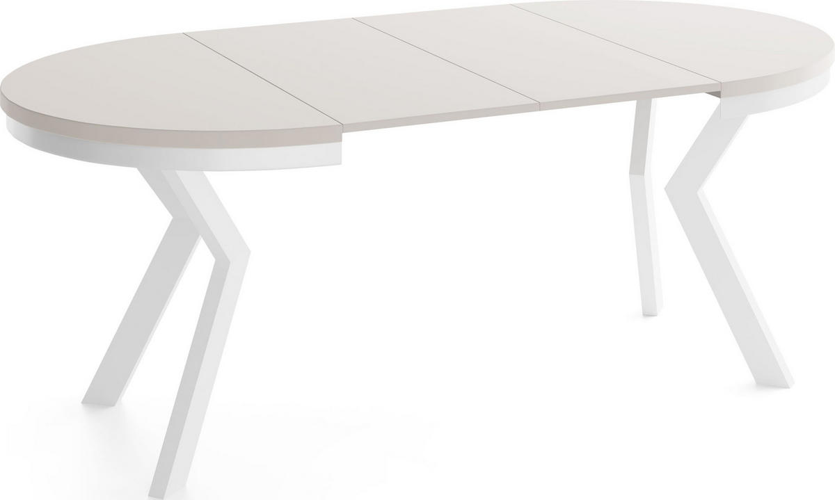 ESSTISCH Savio Weiß Neo rund ausziehbar verlängerbar, Kaschmir 90-190/90/77 cm - Kaschmir/Weiß, Holz/Holzwerkstoff (90/90/77cm) - WFL GROUP