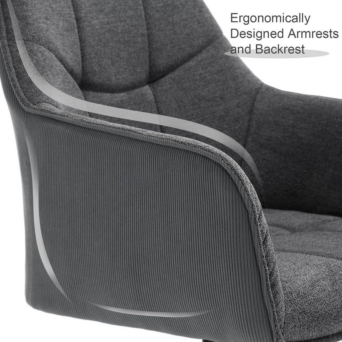 ESSZIMMERSTUHL 6er Set, drehbar, Chenille & Cord, Dunkelgrau - Dunkelgrau/Schwarz, Kunststoff/Textil (58/86/63.5cm) - Woltu