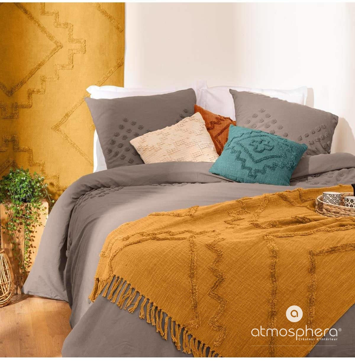 TAGESDECKE Inca 180/130 cm - Gelb, Naturmaterialien (130/180cm) - Atmosphera Createur d´interieur