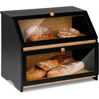 BROTKASTEN 2 Etagen Bambus Schwarz 39 cm - Schwarz, Naturmaterialien (25/32/39cm)