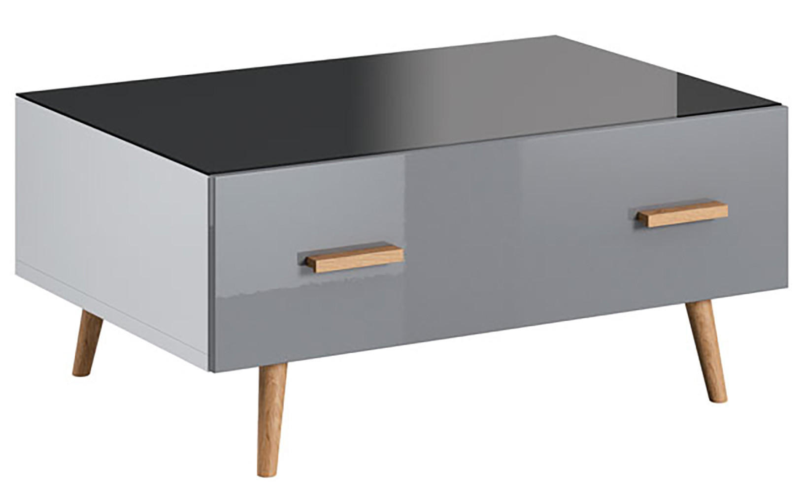 COUCHTISCH Brillo grau Hochglanz / weiß / rauchglas schwarz / Eiche Artisan 90 / 65 / 40,8cm - Graphitfarben/Grau, Holz/Holzwerkstoff (65/90/40.8cm) - Feldmann-Wohnen