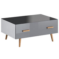 COUCHTISCH Brillo grau Hochglanz / weiß / rauchglas schwarz / Eiche Artisan 90 / 65 / 40,8cm - Graphitfarben/Grau, Holz/Holzwerkstoff (65/90/40.8cm) - Feldmann-Wohnen