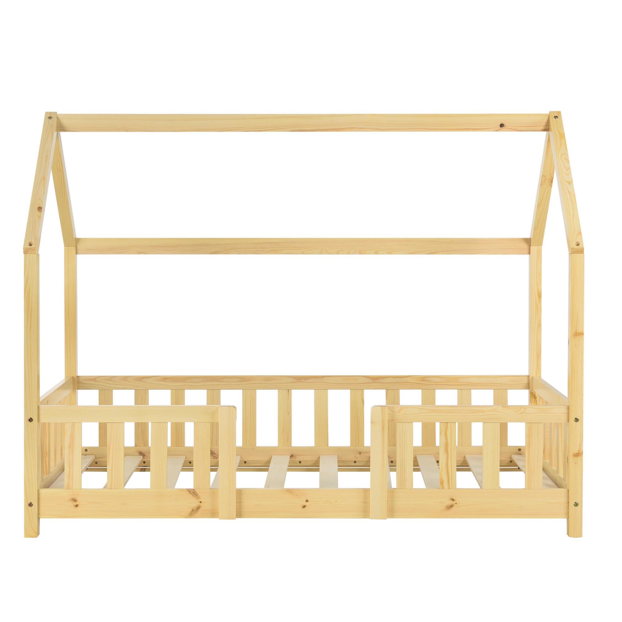 HAUSBETT Sisimiut mit Matratze - Naturfarben, Holz/Textil (70/140cm) - [en.casa]