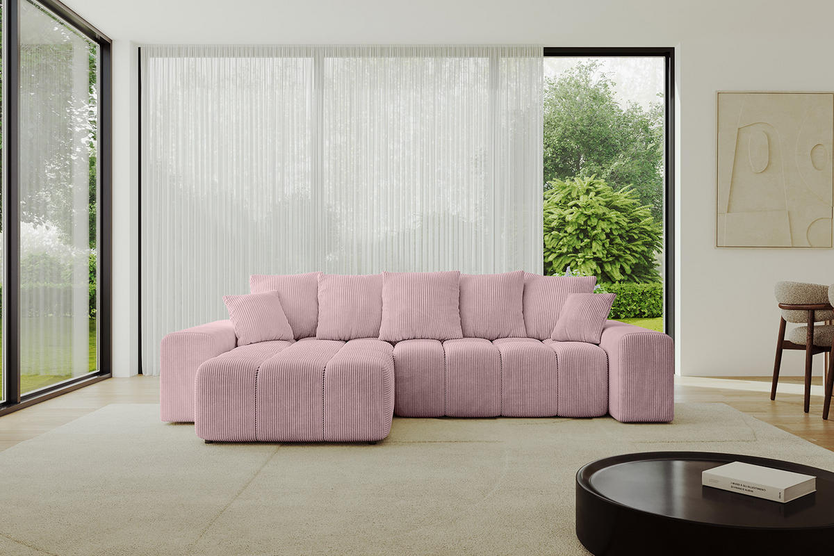 ECKSOFA Ottomane links/rechts ENIL-L 290x175x84 Rosa Cord - Rosa, Holzwerkstoff/Kunststoff (290/175cm) - ALTDECOR