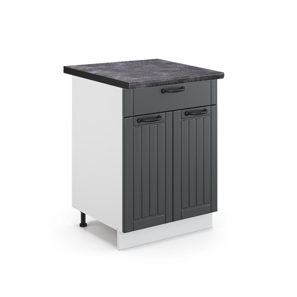 KÜCHENUNTERSCHRANK Fame-Line Anthrazit Landhaus 60 cm mit Schublade AP Anthrazit - Dunkelgrau/Anthrazit, Holzwerkstoff (60/82/60cm) - Vicco