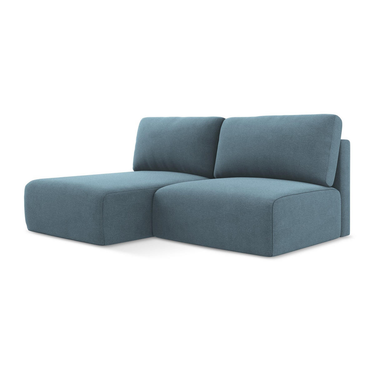 ECKSOFA mit Schlaffunktion links Strukturstoff Stoff Blau - Blau/Schwarz, Kunststoff/Textil (149/210cm) - LaMiaSofa