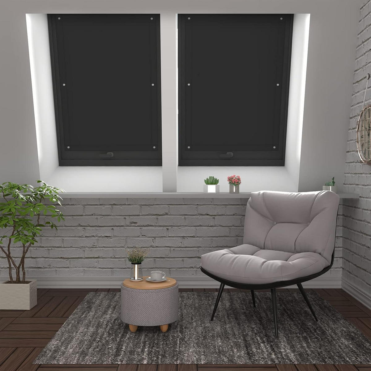 ROLLO für Fenster ohne Bohren 76 x 93 cm Schwarz - Schwarz, Kunststoff (76/93cm) - Woltu