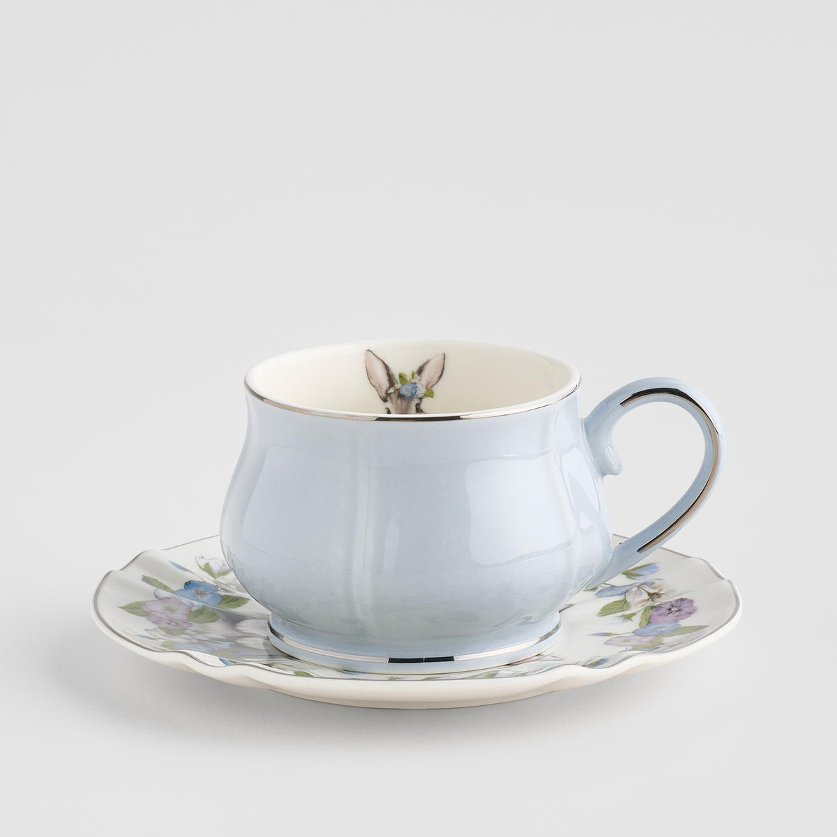 TASSE MIT UNTERTASSE Pansilo - Hellblau, Keramik (0.22L) - home&you