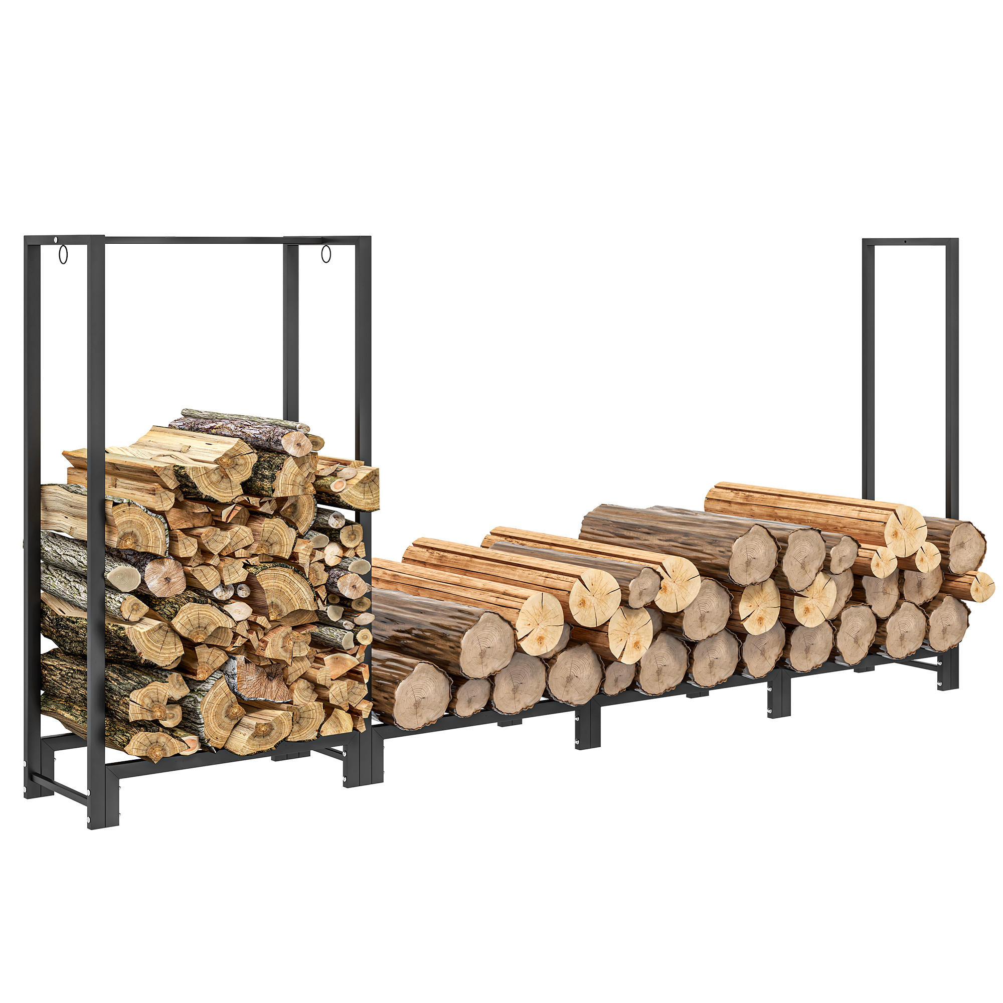 KAMINHOLZREGAL bis 300 kg - Schwarz, Metall (32/115/240cm) - Outsunny
