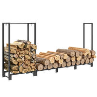KAMINHOLZREGAL bis 300 kg - Schwarz, Metall (32/115/240cm) - Outsunny