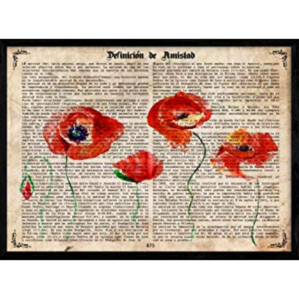 POSTER Vintage Roter Mohn . A4 Rahmenlos - Klar, Papier (29.7/5/21cm) - Nacnic