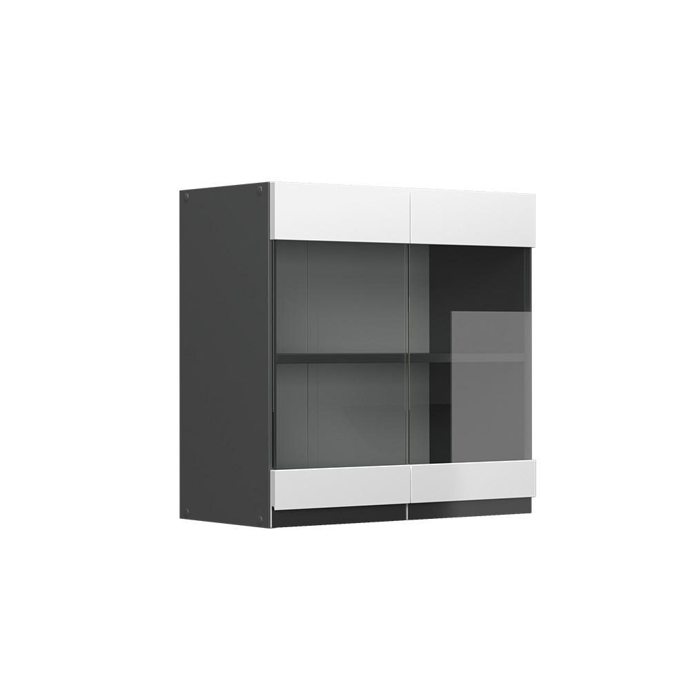 KÜCHENGLASSCHRANK R-Line Weiß 60 cm J-Shape - Anthrazit/Weiß, Holzwerkstoff (60/60/31cm) - Vicco