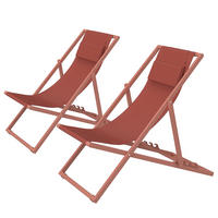 LIEGESTUHL - Stahl / Polyrattan - 2er-Set - Terracotta, Textil/Metall (63/93/104cm) - home24