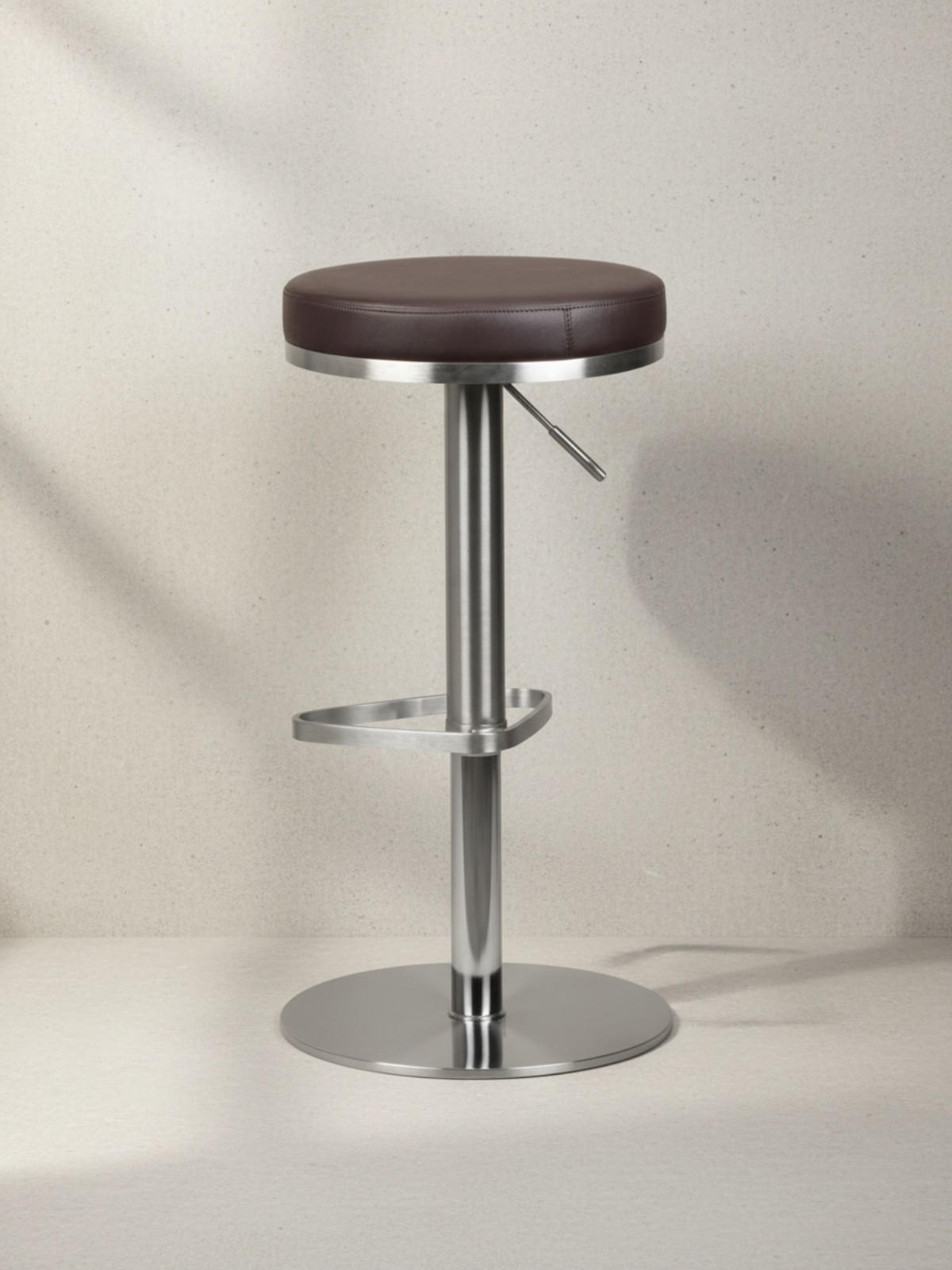 BARHOCKER Höhenverstellbar Gepolstert Triangel-Fußablage ELBE, Braun 38x38x82 cm - Silberfarben/Braun, Kunststoff/Textil (38/82/38cm) - KADIMA DESIGN