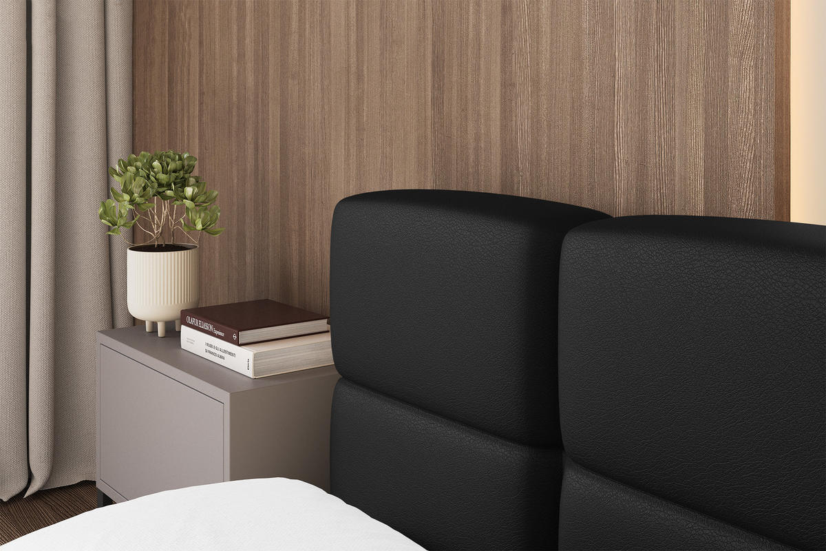 POLSTERBETT mit Bettkasten und Lattenrost, Bett mit Matratze H3/H4, Kopfteil, Boxbett, Doppelbett mit Stauraum - NATA-v1 200x200 Schwarz - Schwarz, Holzwerkstoff/Textil (200/200cm) - ALTDECOR