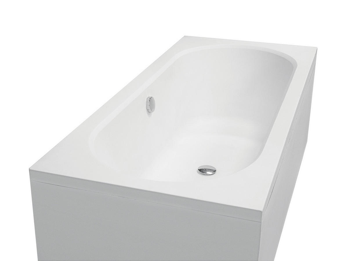 BADEWANNE Rechteck VITAE 160/75 mit Schürze Ablauf Füße - Weiß, Kunststoff (75/55.5/160cm) - bad land