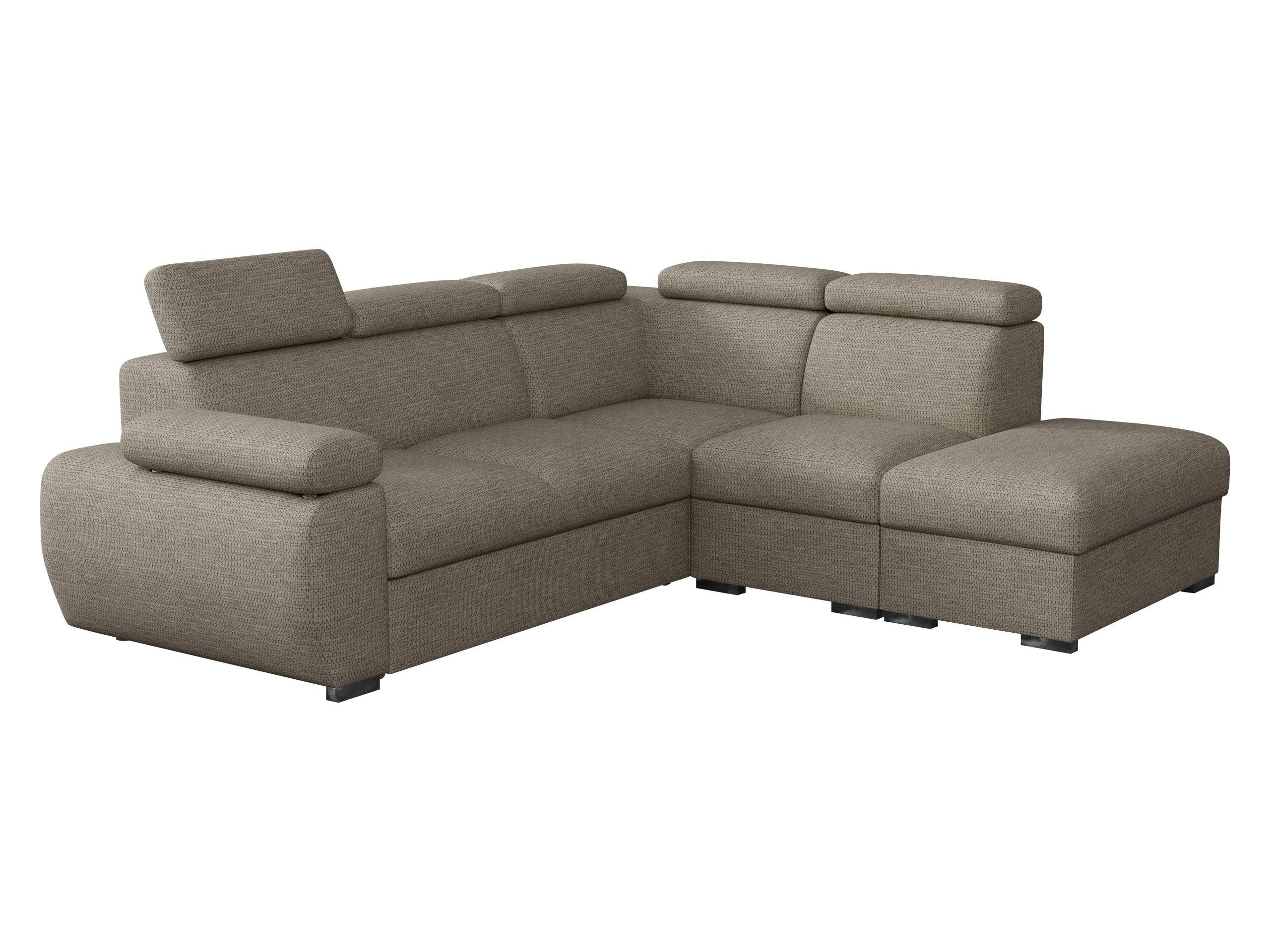 ECKSOFA Boston 2RR1P, Seite: Rechts 2R+R+1P(65)+PUFAP - Kaschmir/Silberfarben, Holz/Textil (260/230cm) - MIRJAN24