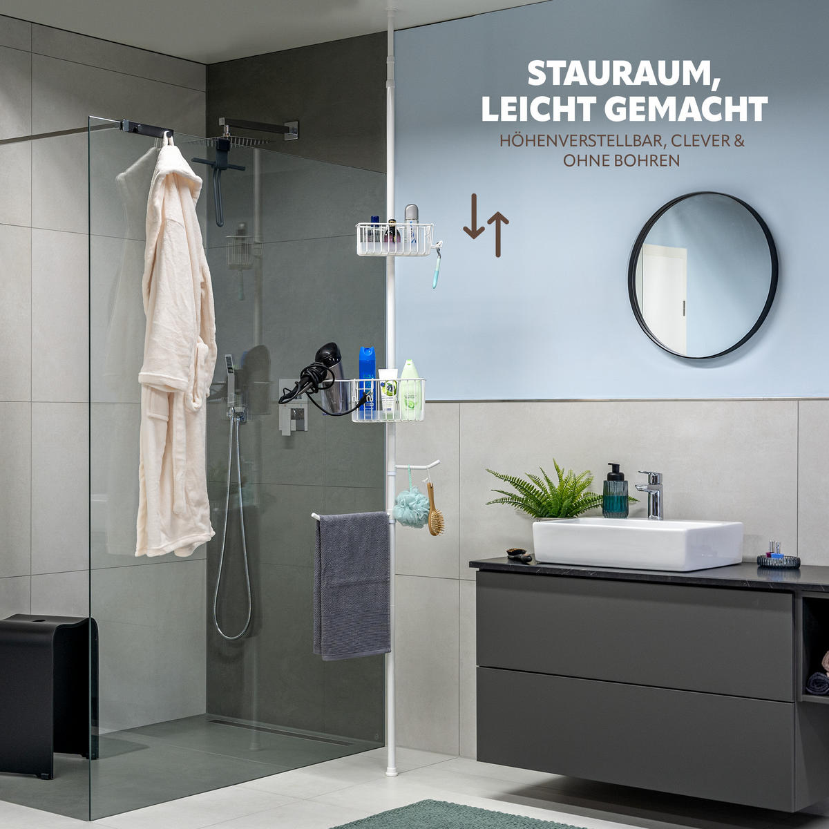 BADREGAL, weiß - Weiß, Metall (34.5/290/14cm) - bremermann