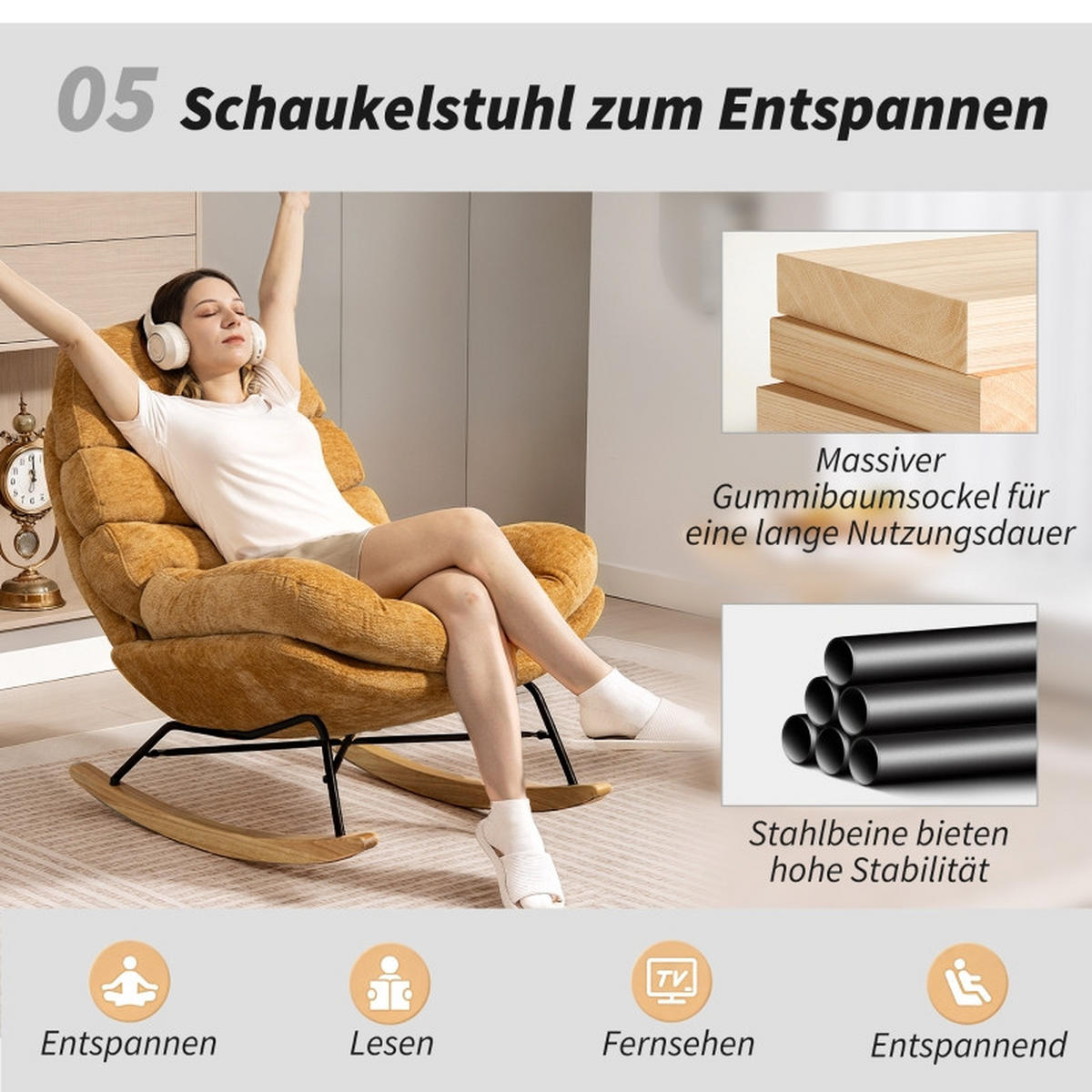 SCHAUKELSTUHL Polyester mit Polsterung, Metallgestell 80/103/91 cm Orange - Orange, Textil (80/91/103cm) - Redom