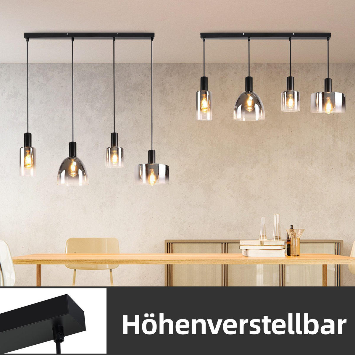 HÄNGELEUCHTE Marsiglio 78/5/180.5 cm - Schwarz, Metall (5/78/180.5cm) - Nettlife