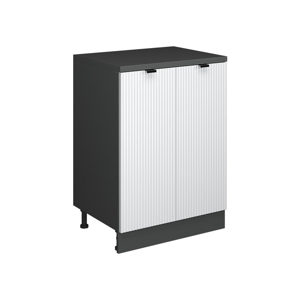 KUHINJSKA OMARA ZA POŠEVNE STREHE R-Line, Belo valovanje, 60 cm brez naklona z 2 vrati - bela/antracit, leseni material (60/83.8/46cm) - Vicco