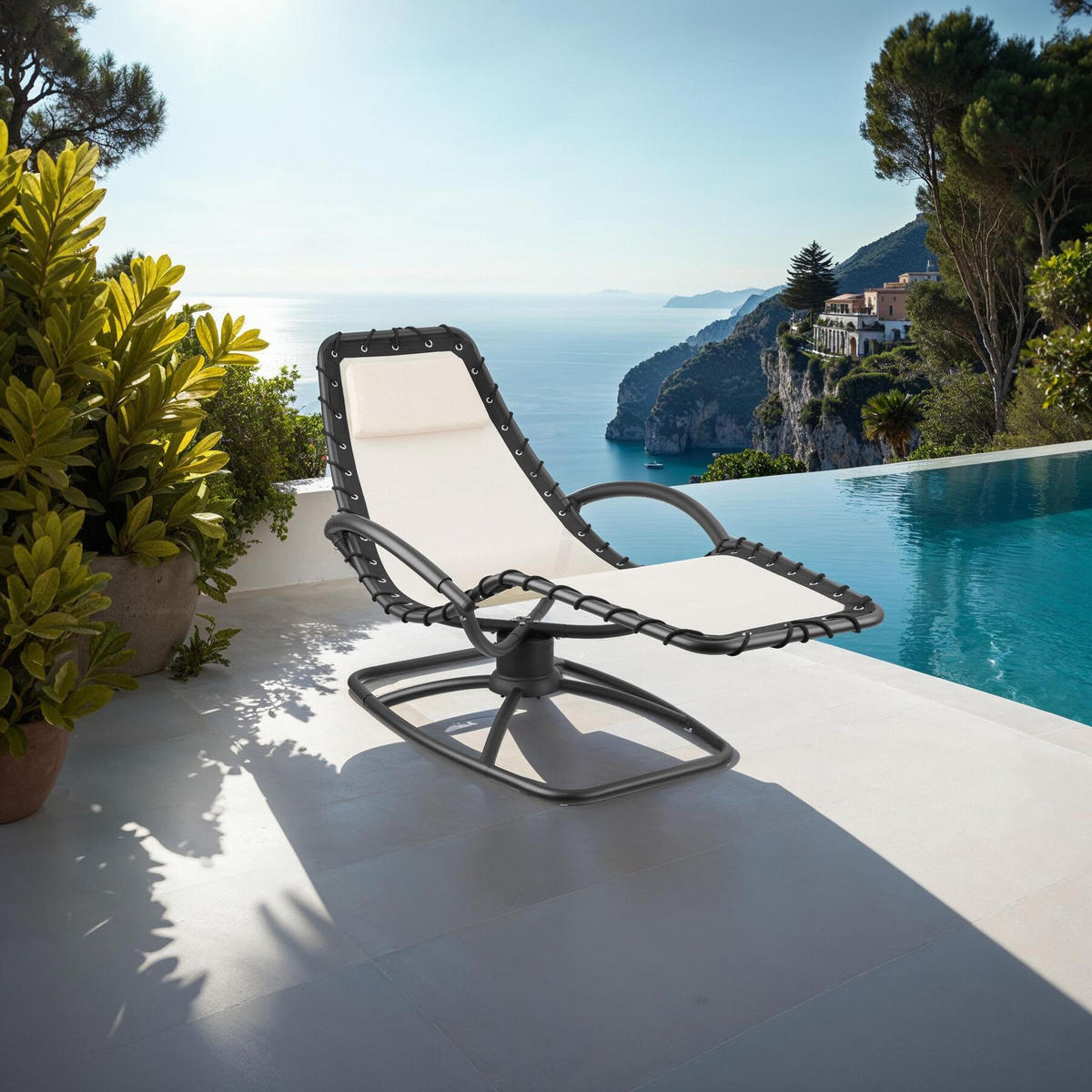 GARTENLIEGE Toulon,abnehmbares Kopfpolster,beige - Beige, Textil (77/83/170cm) - tectake