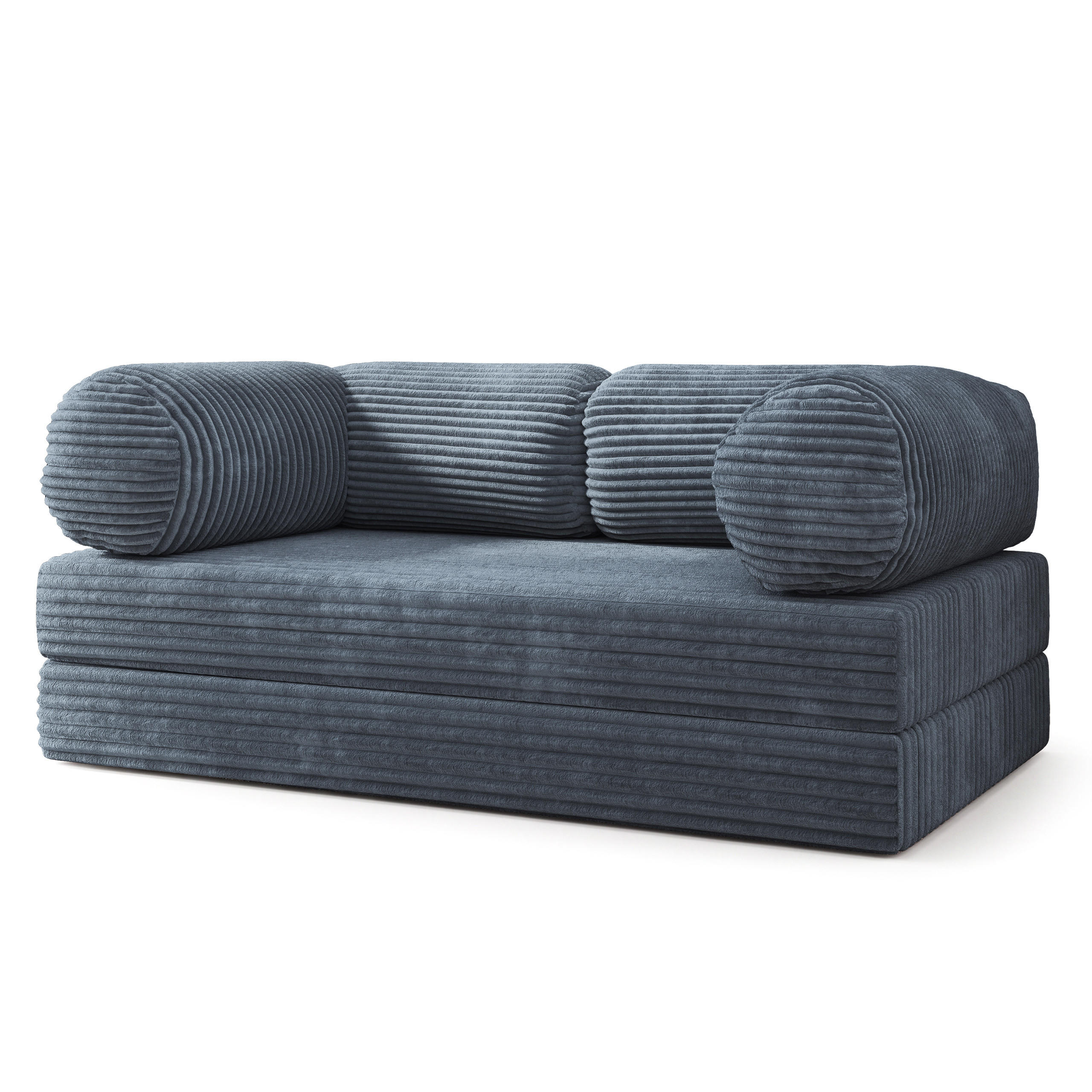 BETTSOFA ALVIO aus Schaumstoff Kordstoff Grau Schlaffunktion - Blaugrau, Textil (170/68/80cm) - MASSENO