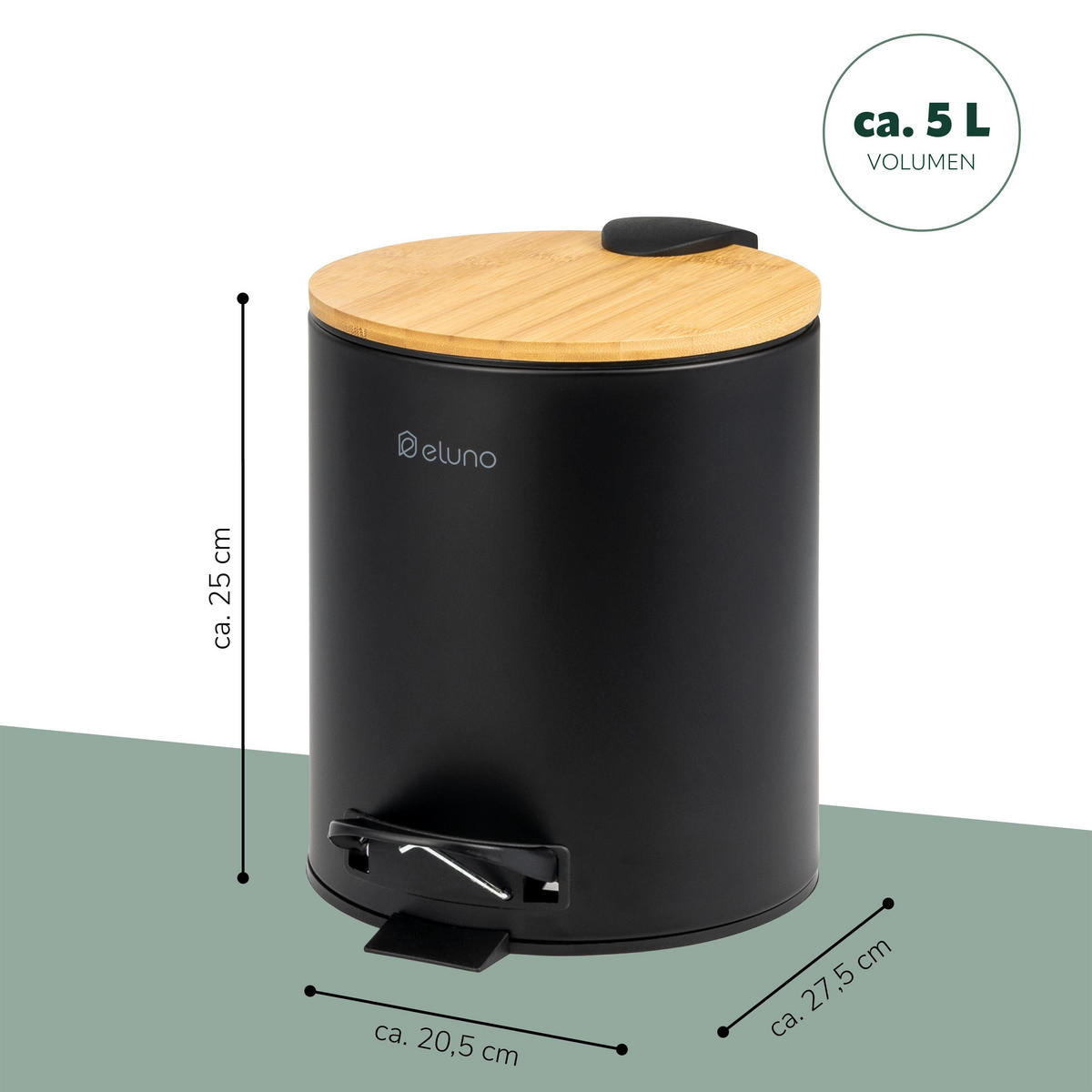 KOSMETIKEIMER 5 Liter, schwarz, Metall - Schwarz, Metall (20.5/25/27.5cm) - eluno