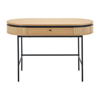 SCHREIBTISCH - 120 cm x 60 cm - Holz, Platte - Schwarz, Naturfarben Hell - CARDIONA - Schwarz/Naturfarben, Holz (60/120/76cm) - Vente-Unique