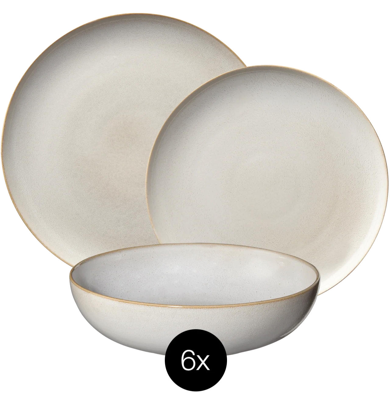 GESCHIRRSET6 PERSONEN GESCHIRRSETSaisons - Sand - 18-teilig / 6 Personen - 6 Speiseteller, 6 FRÜHSTÜCKTELLER und 6 Schalen - Creme, Keramik (2/2/1cm)