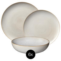 GESCHIRRSET6 PERSONEN GESCHIRRSETSaisons - Sand - 18-teilig / 6 Personen - 6 Speiseteller, 6 FRÜHSTÜCKTELLER und 6 Schalen - Creme, Keramik (2/2/1cm)