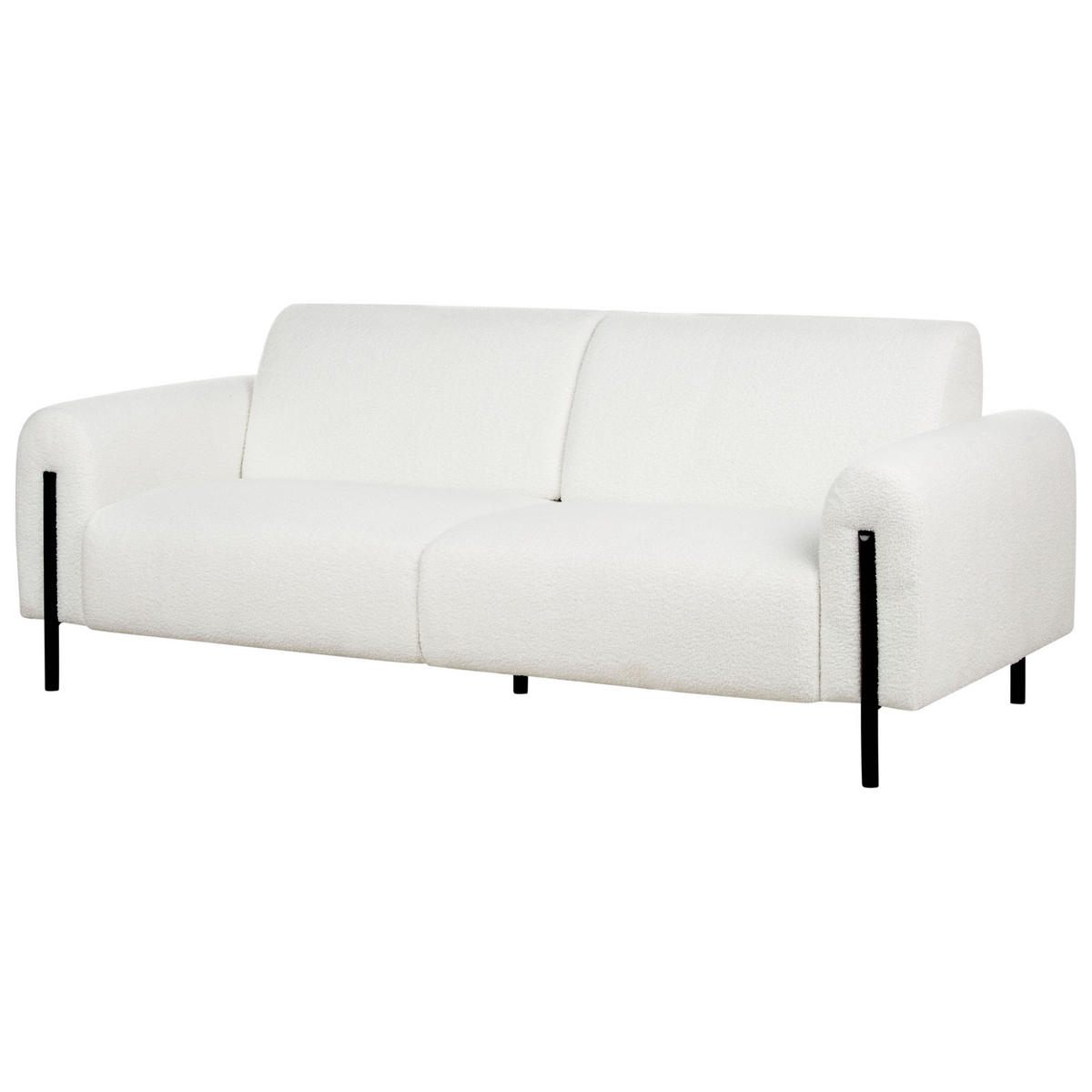 3-SITZER-SOFA Bouclé weiß Askim - Schwarz/Weiß, Textil (207/87/89cm) - Beliani