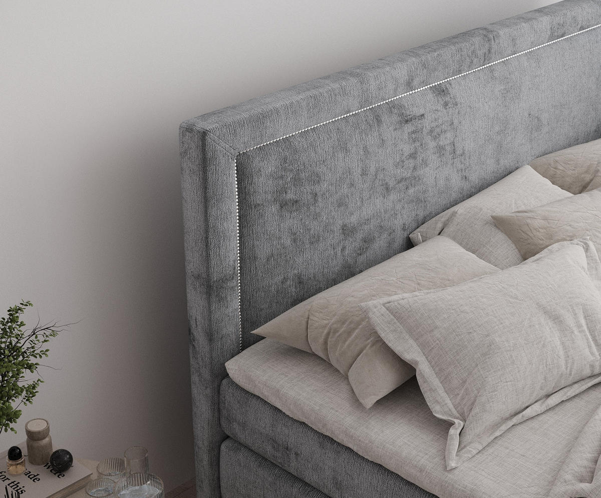 BOXSPRINGBETT Lavenda Grau 140/200 cm - Schwarz/Grau, Holz/Holzwerkstoff (140/200cm) - Maison de Reve