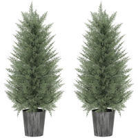 KUNSTPFLANZE Kunststoff Metall Grün 2er Set - Schwarz/Grün, Kunststoff/Metall (90cm) - HOMCOM