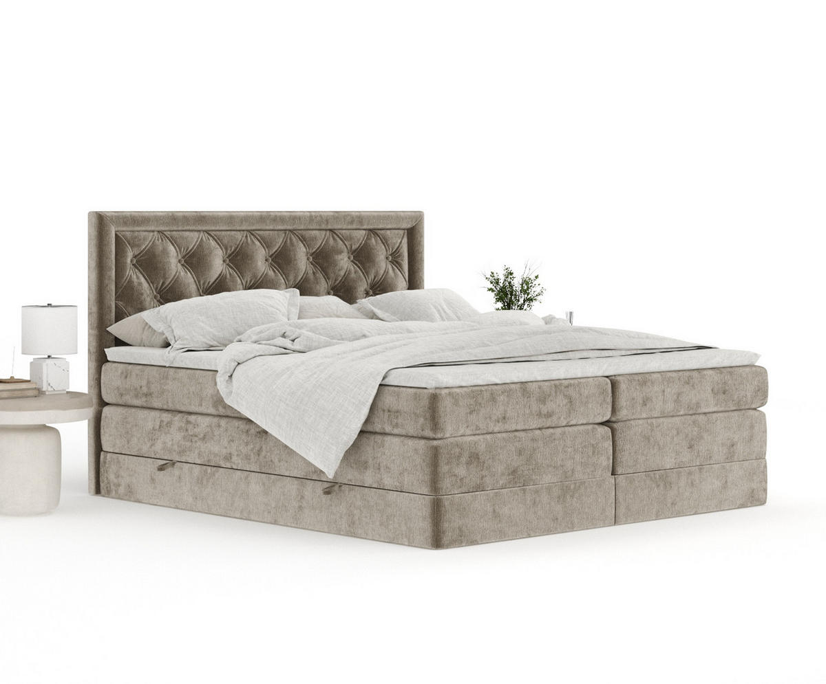 BOXSPRINGBETT Aurelia Beige 200/200 cm - Beige/Schwarz, Holz/Holzwerkstoff (200/200cm) - Maison de Reve