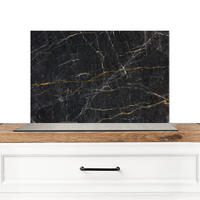 SPRITZSCHUTZ KÜCHE Marmor - Schwarz - Gold - Grau - Marmorstruktur 60x40 cm - Goldfarben, Metall (60/0.3/40cm) - MuchoWow
