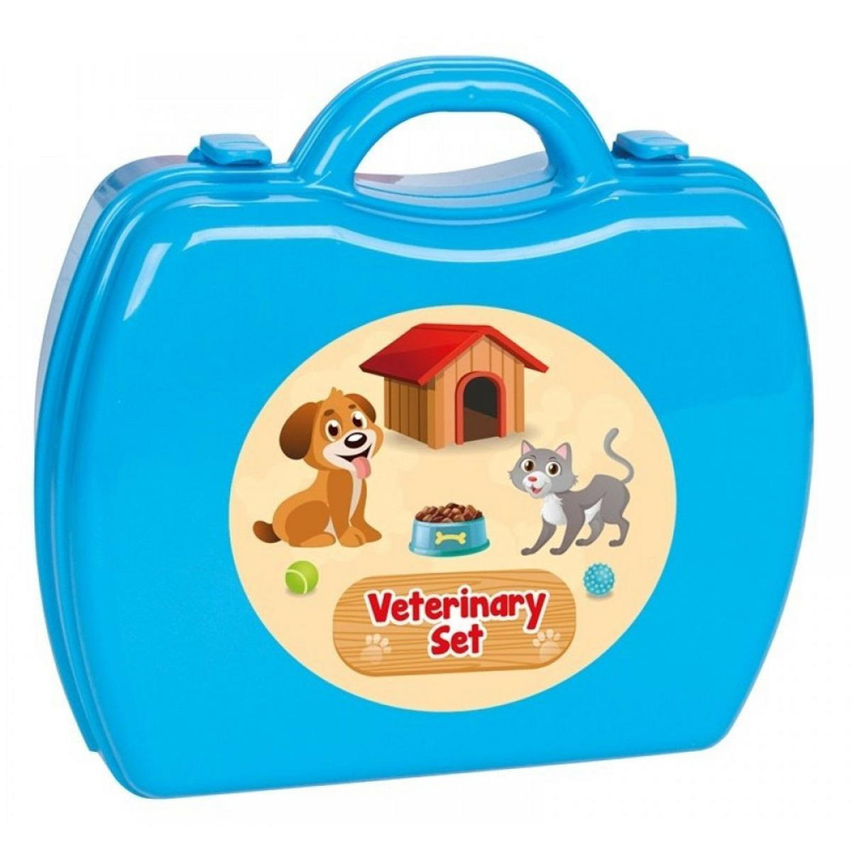 SPIELZEUG Tierarztkoffer 03564 blau Futternapf, Spritze, Schere, Pinzette, Mikroskop, Plüschhund - Blau, Kunststoff (10/22/24cm) - Pilsan