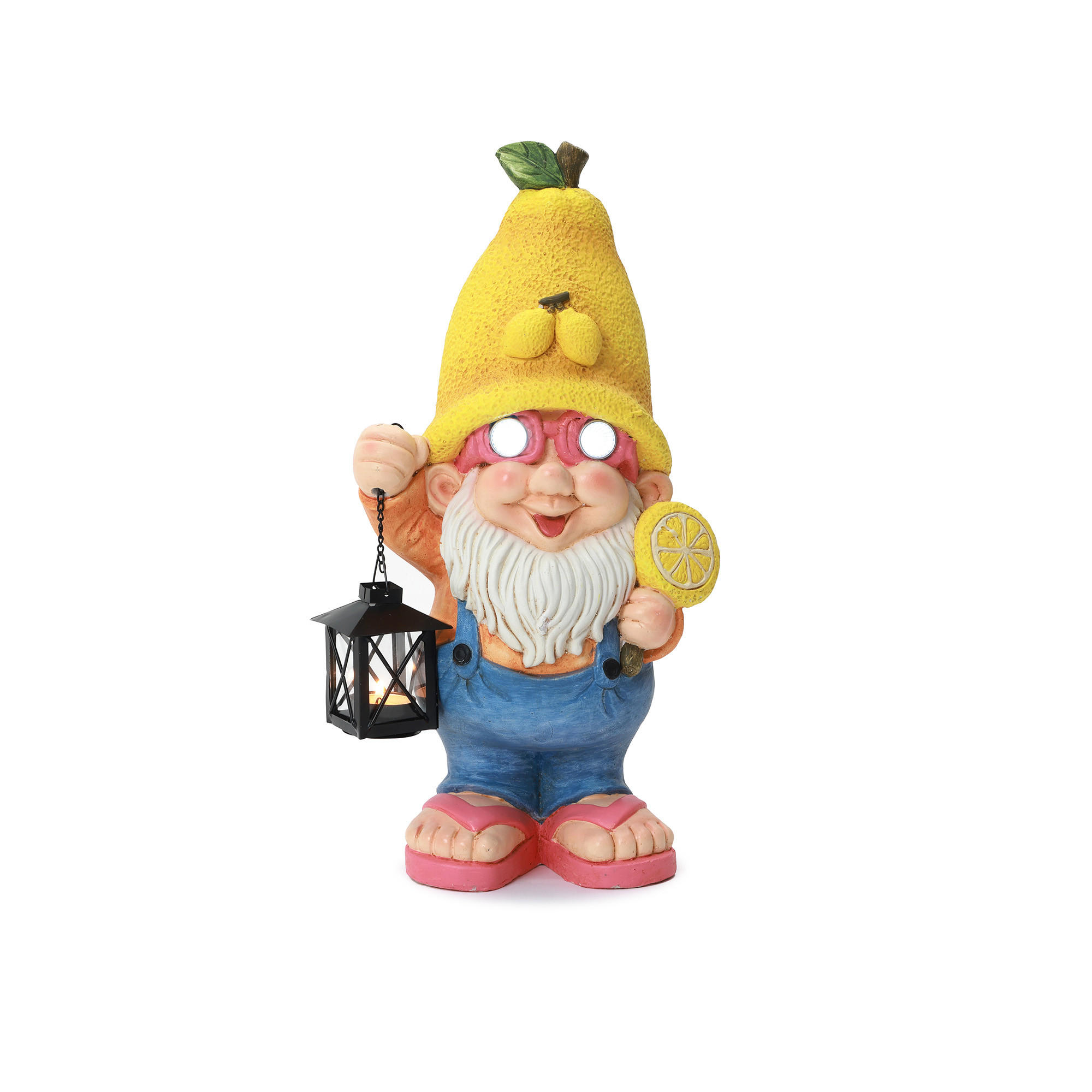 GARTENFIGUR Zwerg mit Laterne, 26x16x45,8 cm, leuchtende Augen - Multicolor, Naturmaterialien (23.5/46/16.5cm) - Hometopia