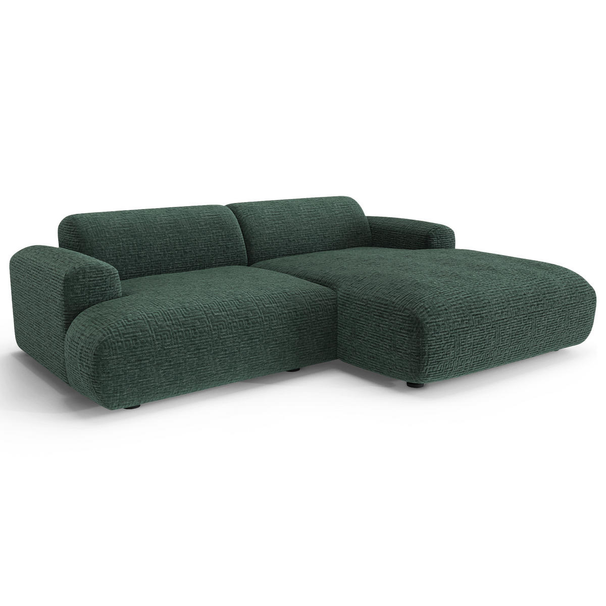 ECKSOFA RECHTS Gemusterter Samt Smaragdgrün 266cm - Smaragdgrün, Textil (266/165cm) - Sia Home