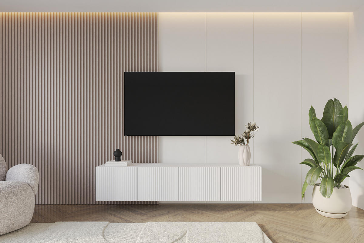 LOWBOARD NOA-2-W 2x100x40x41 cm - Weiß - Weiß, Holzwerkstoff (200/40/41cm) - ALTDECOR