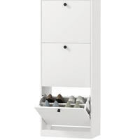 SCHUHSCHRANK 47/26/120 cm weiß aus Holzwerkstoff mit 3 Klappen - Weiß, Holz (47/120/26cm) - OKWISH