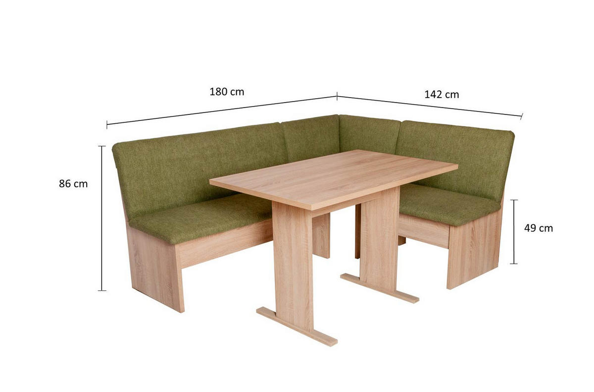 ECKBANKGRUPPE Die Vielseitige, Tisch I - Eichefarben/Braun, Holzwerkstoff/Textil (145/86/185cm) - Kundler Home
