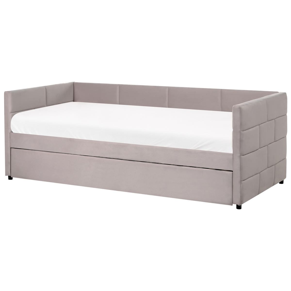 VYSOUVACÍ POSTEL Sametová látka 90/200 cm Světle šedá Chavonne - světle šedá, textil (90/200cm) - Beliani