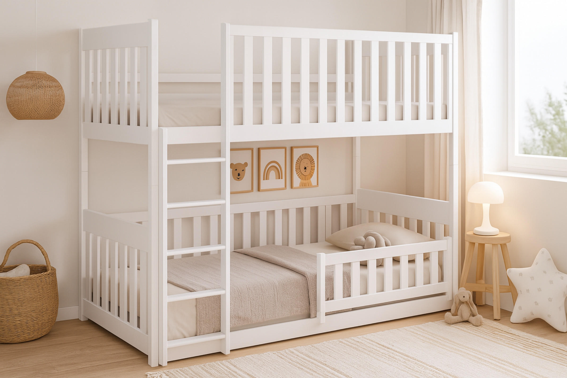 ETAGENBETT CORA 90/200 Weiß mit abnehmbarem Rausfallschutz - Weiß, Holz/Holzwerkstoff (90/200cm) - Deine Möbel 24
