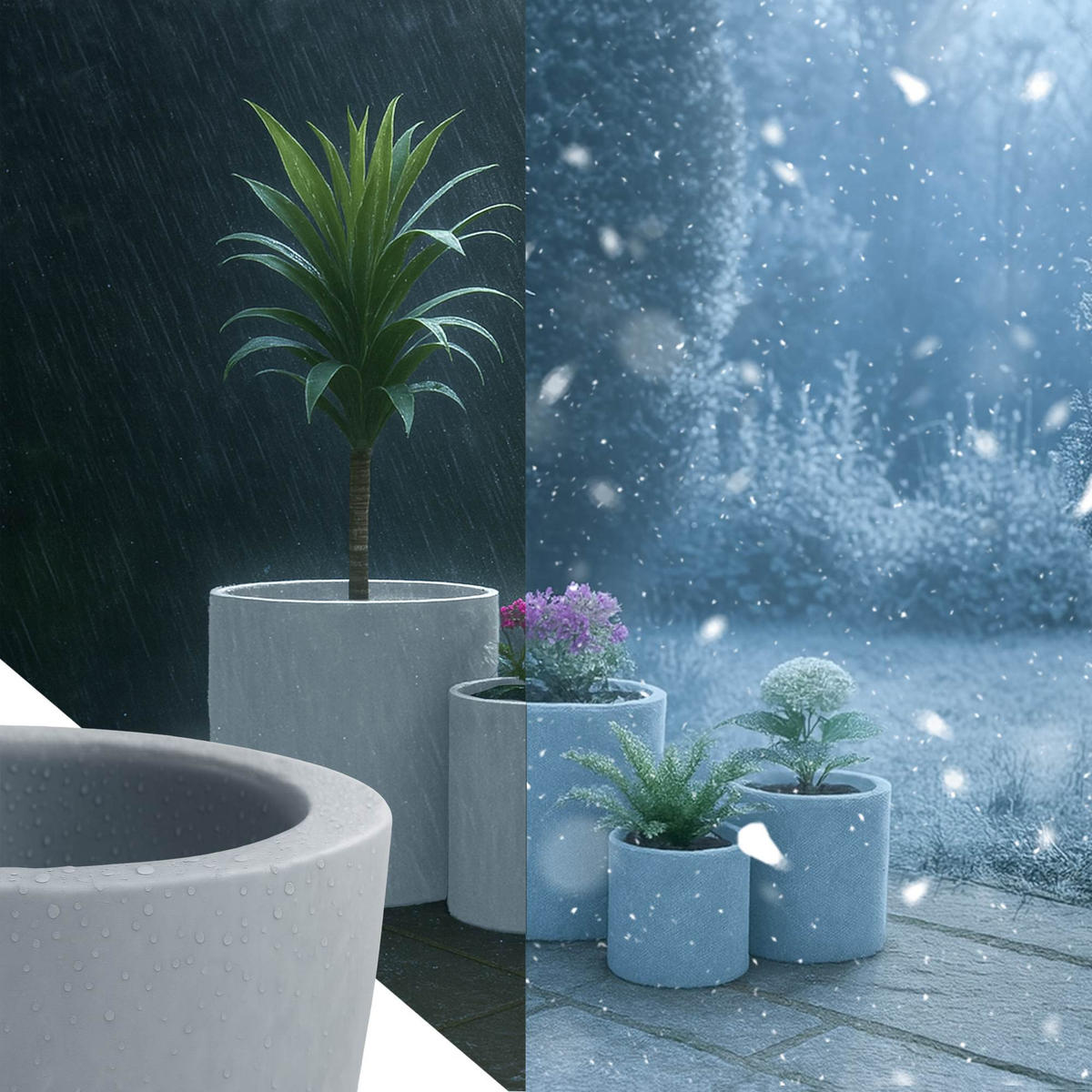 PFLANZKÜBEL 4er Set Grau - Grau, Kunststoff (40/44cm) - CLP