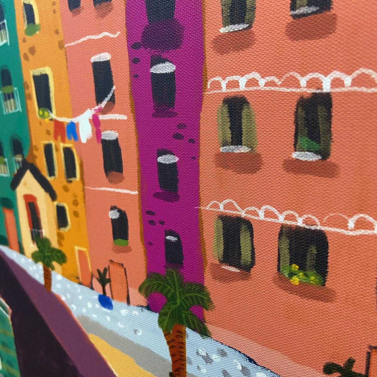 LEINWANDBILD Küstenstadt - Multicolor, Wellpappe (54/1cm) - Art for the Home