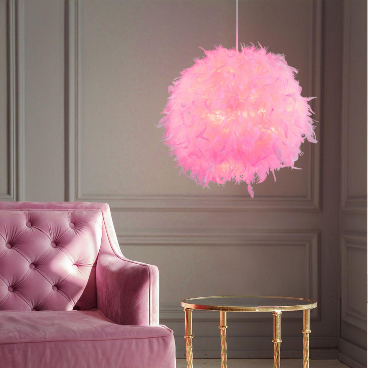 LED HÄNGELEUCHTE Metall Pink - Rosa, Metall (30/30/150cm) - Nowa