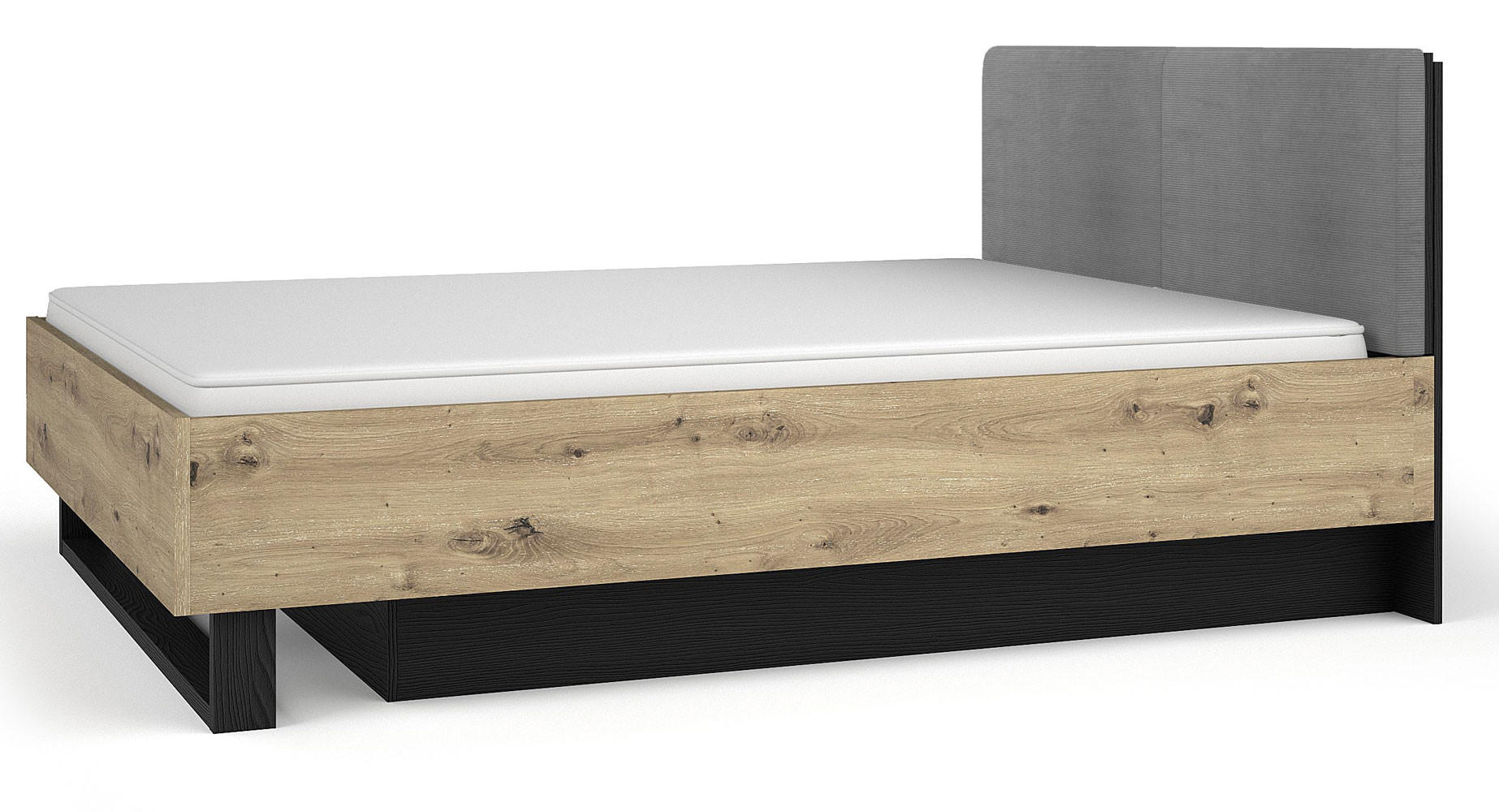 DOPPELBETT Upsala graphit / Eiche Artisan 185 / 98 / 211cm - Eichefarben/Graphitfarben, Holz/Holzwerkstoff (180/200cm) - Feldmann-Wohnen