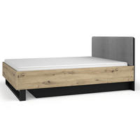 DOPPELBETT Upsala graphit / Eiche Artisan 165 / 98 / 211cm - Eichefarben/Graphitfarben, Holz/Holzwerkstoff (160/200cm) - Feldmann-Wohnen
