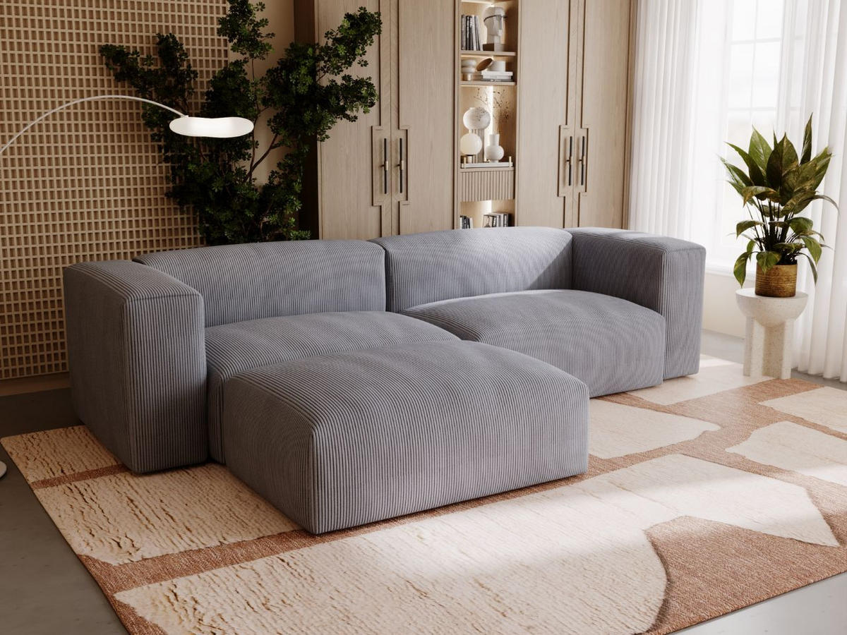 ECKSOFA Landi Grau Links - Schwarz/Grau, Kunststoff/Textil (180/240cm) - Graingold